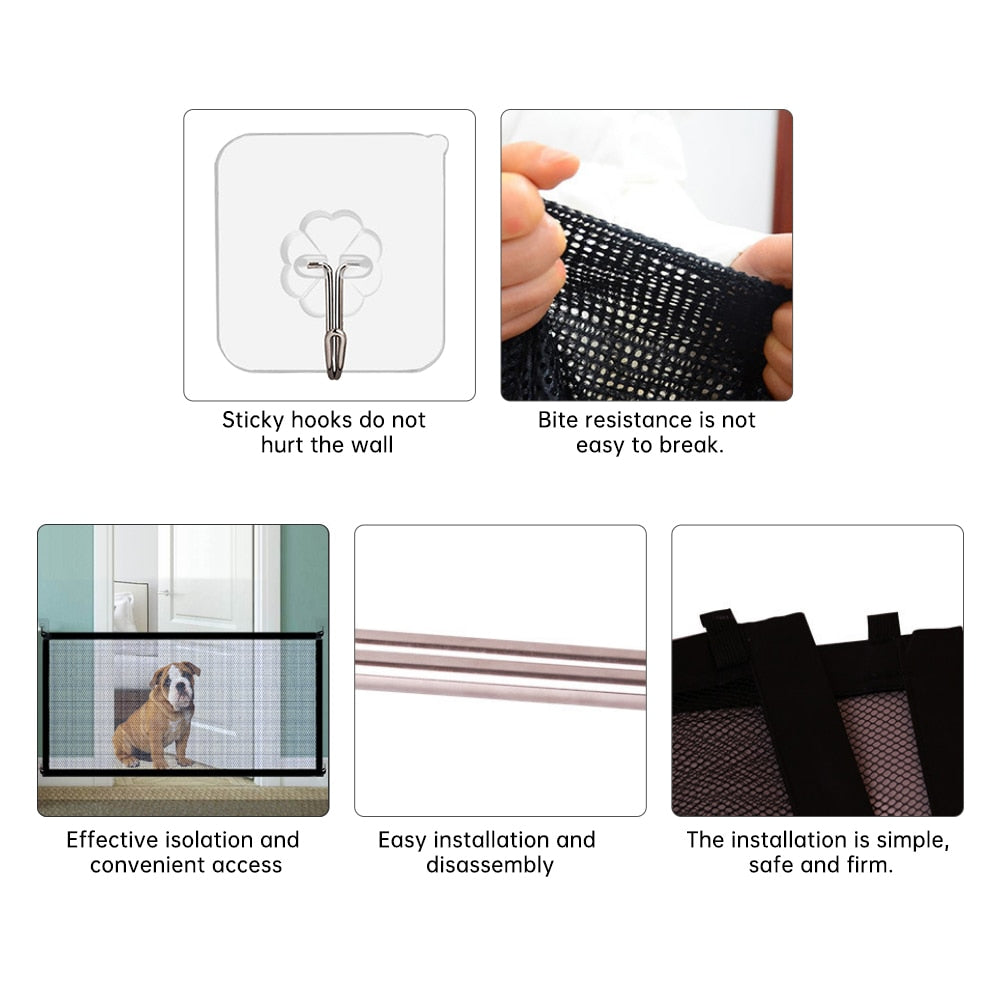 Folding Breathable Mesh Barrier Fences With 4Pcs Hook For Pet Dog