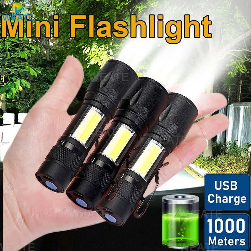 Built In Battery XP-G Q5 Zoom Focus Waterproof Mini Led Flashlight For Camping, Climbing and Hiking